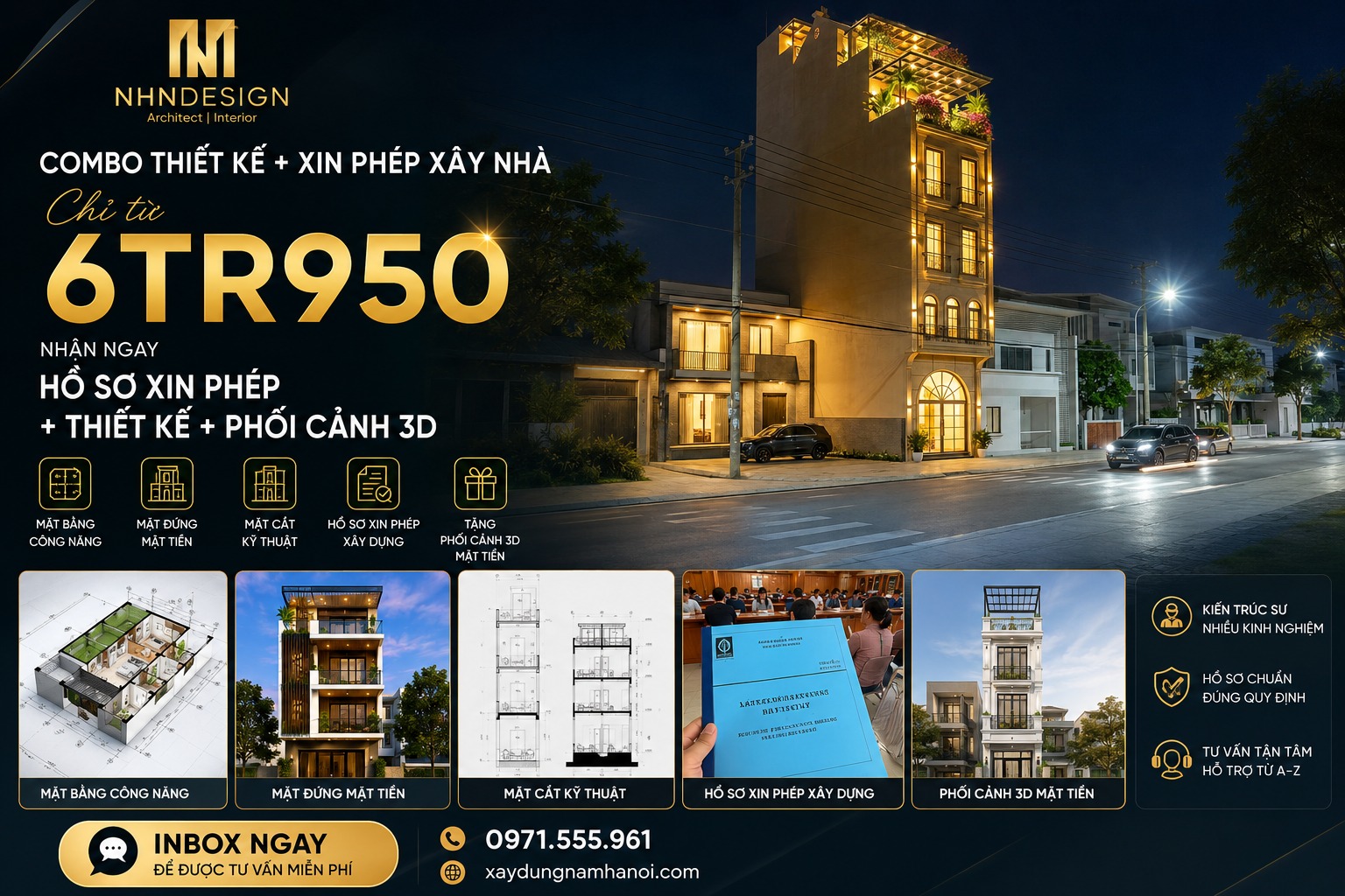 Dịch vụ thiết kế & xin giấy phép xây dựng nhà phố trọn gói tại Hà Nội – Giá chỉ từ 6TR950